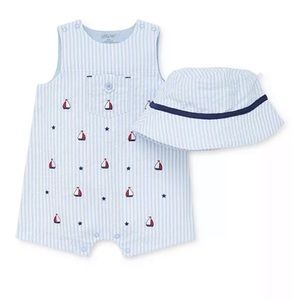 *NWT* Little Me Baby Boys Sailboat Sunsuit and Hat